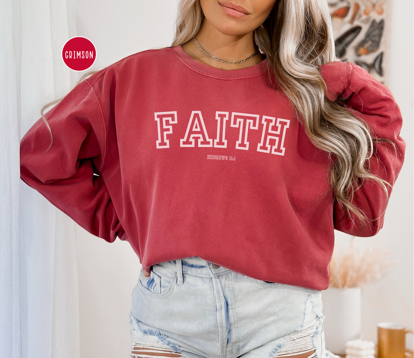 Faith Christian Sweater Sports Lettering