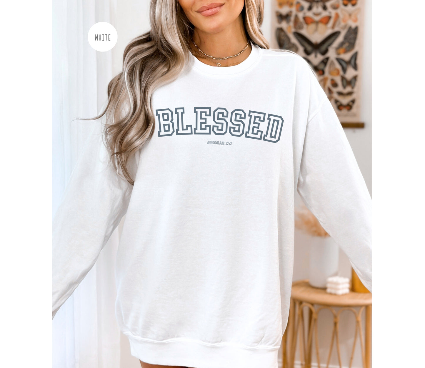 Blessed Christian Sweater Sport Lettering