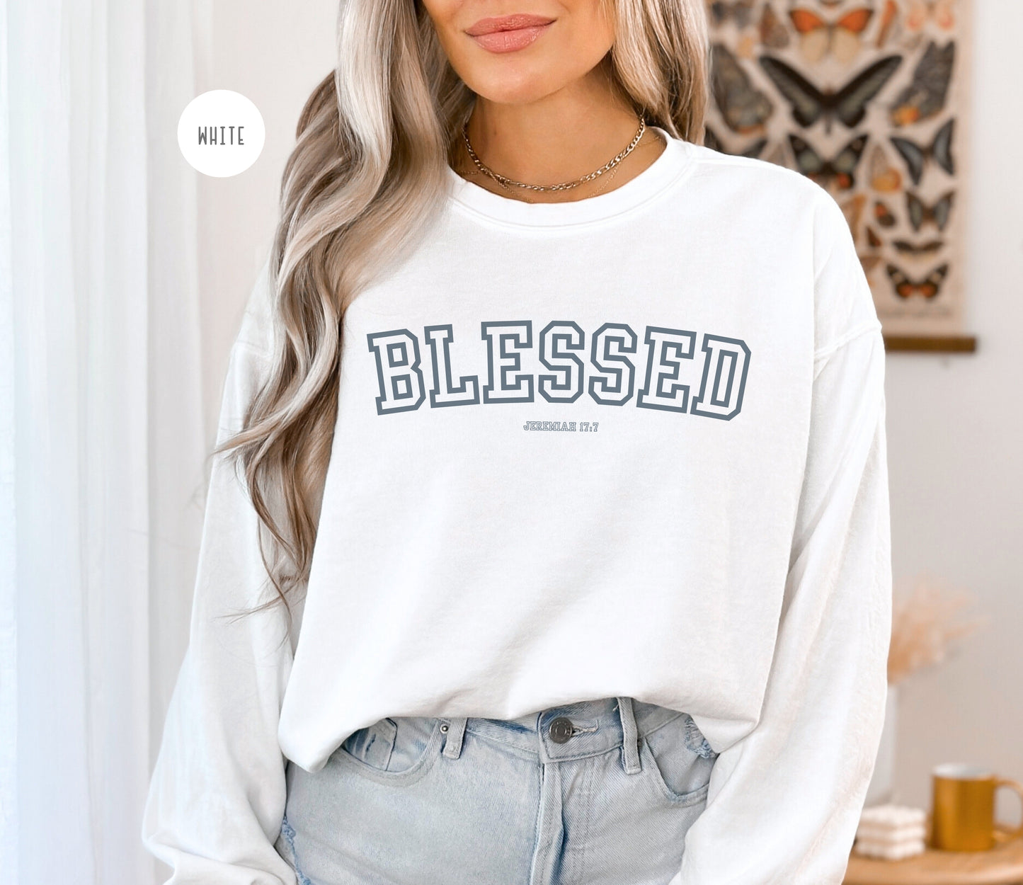 Blessed Christian Sweater Sport Lettering