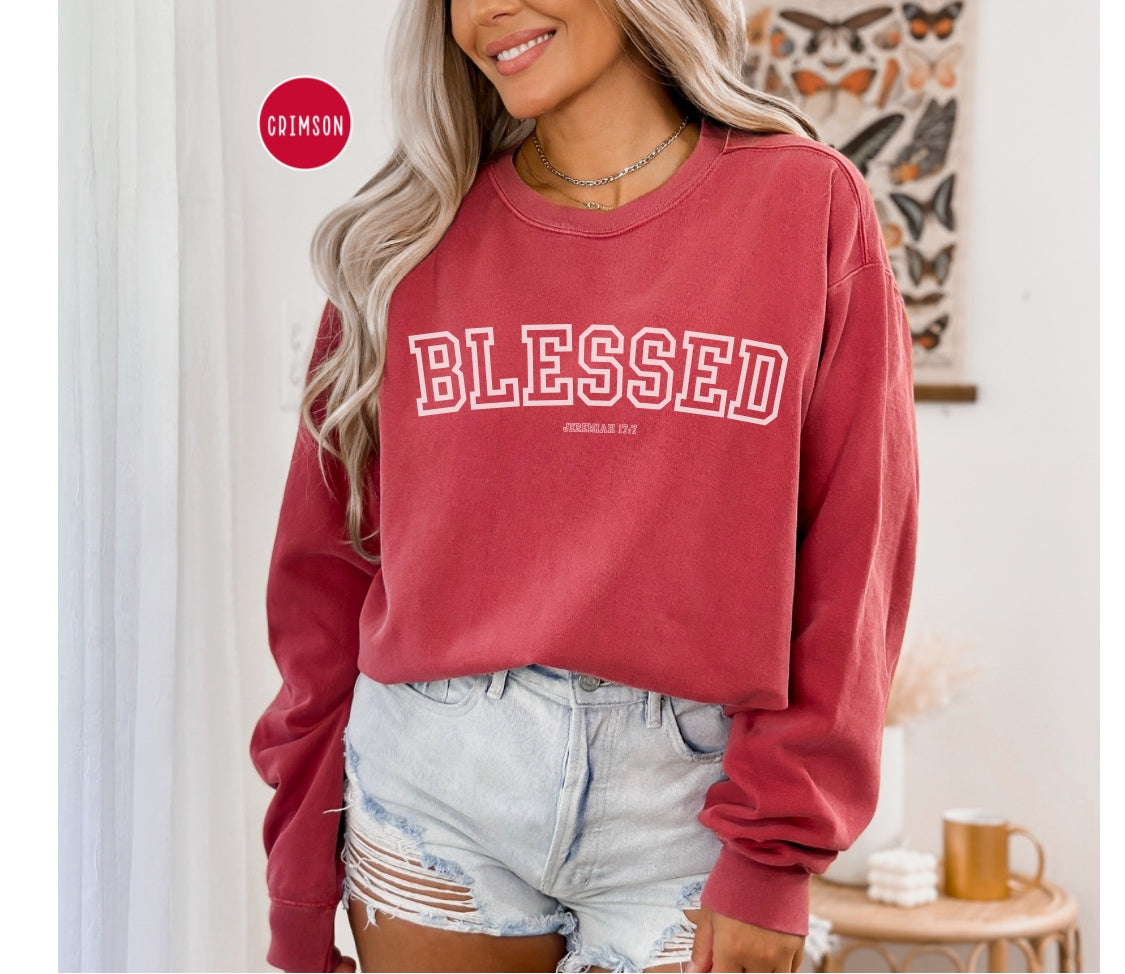 Blessed Christian Sweater Sport Lettering