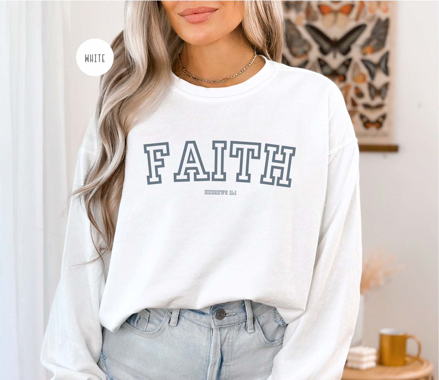 Faith Christian Sweater Sports Lettering