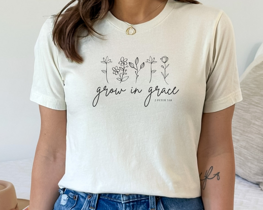 Grow In Grace Floral Christian Shirt