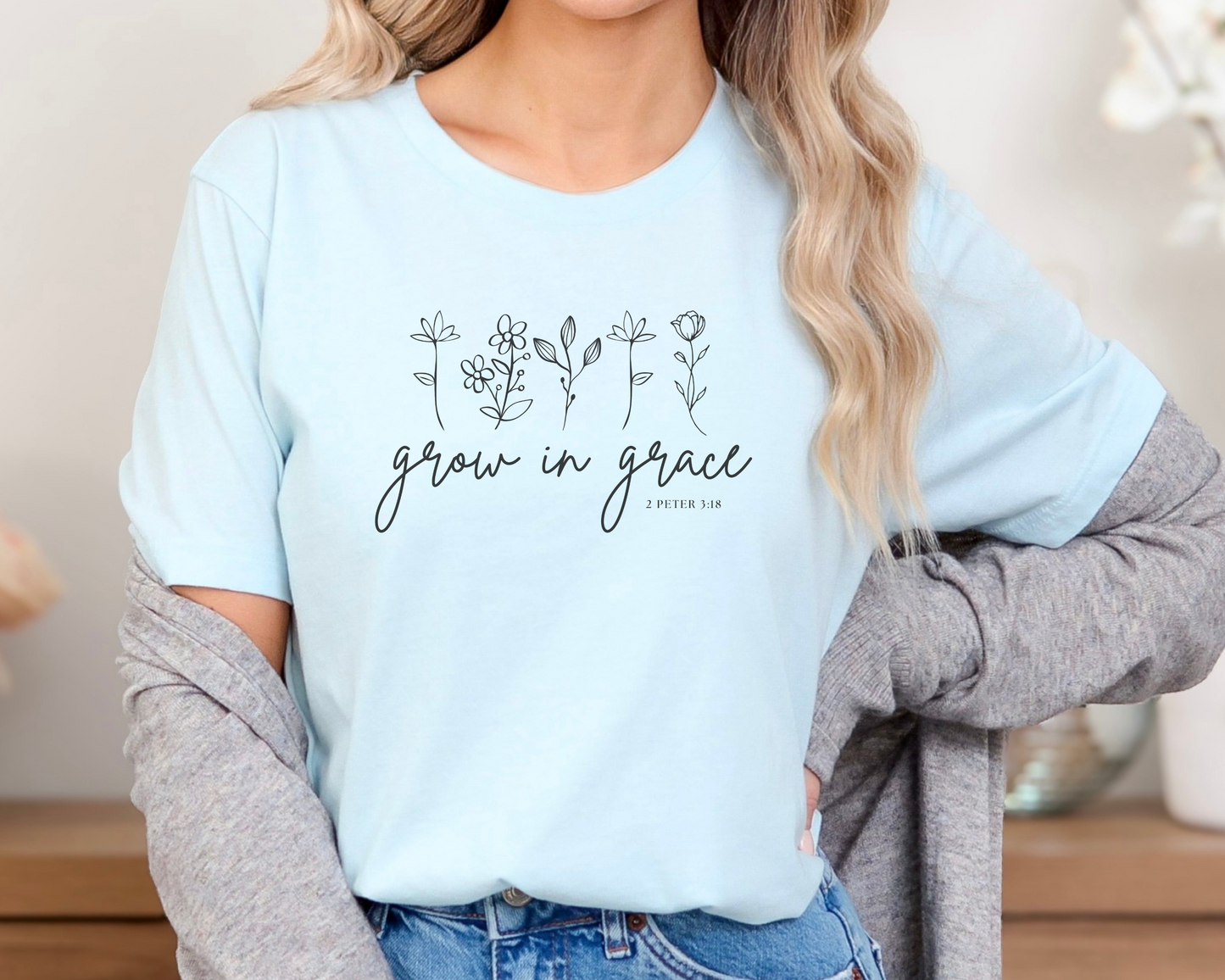 Grow In Grace Floral Christian Shirt