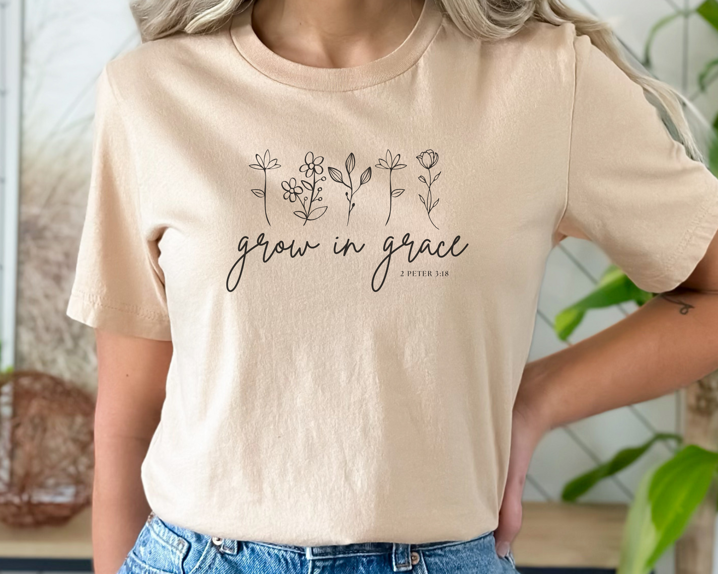 Grow In Grace Floral Christian Shirt